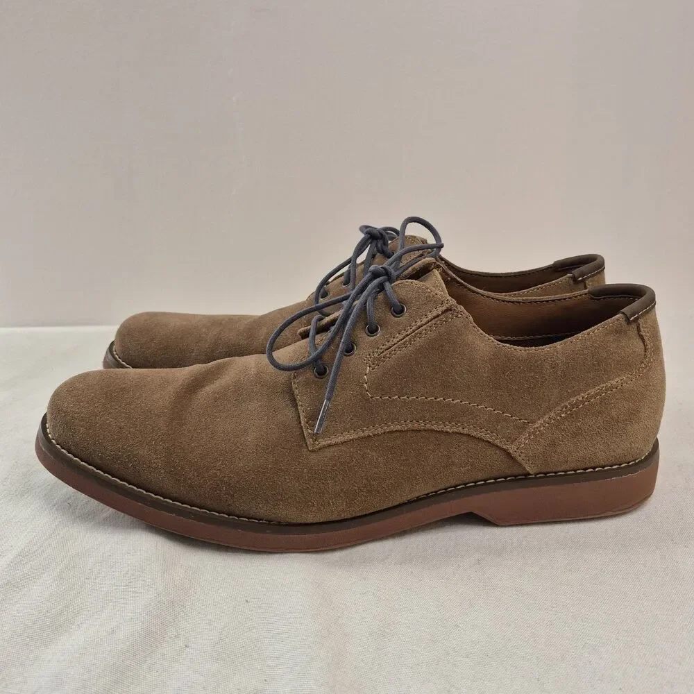 Crown & Ivy Men's Leather Suede Oxford Shoes Size 13M Tan Derby Lace Up
